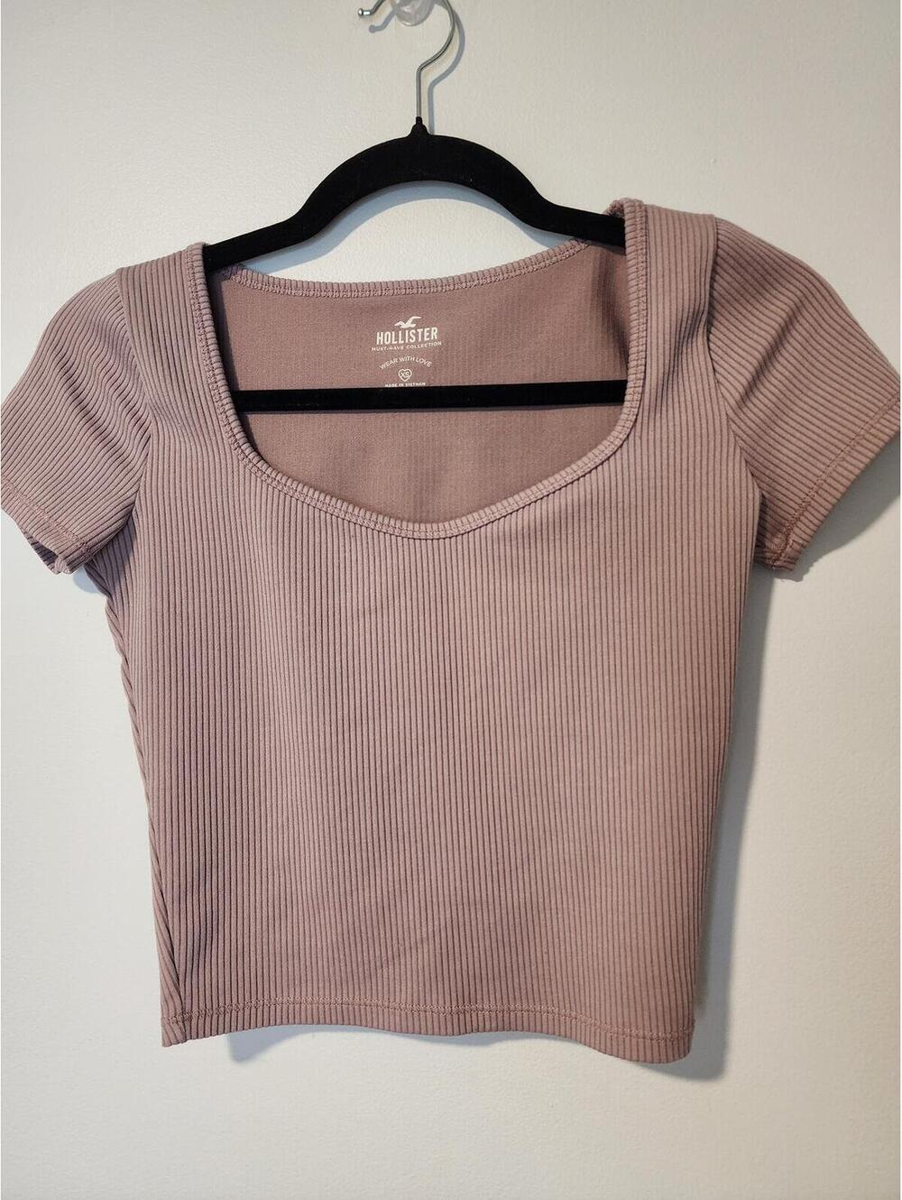 Hollister Must Have Collection Ribbed Crop Top Tan Brown Size XS